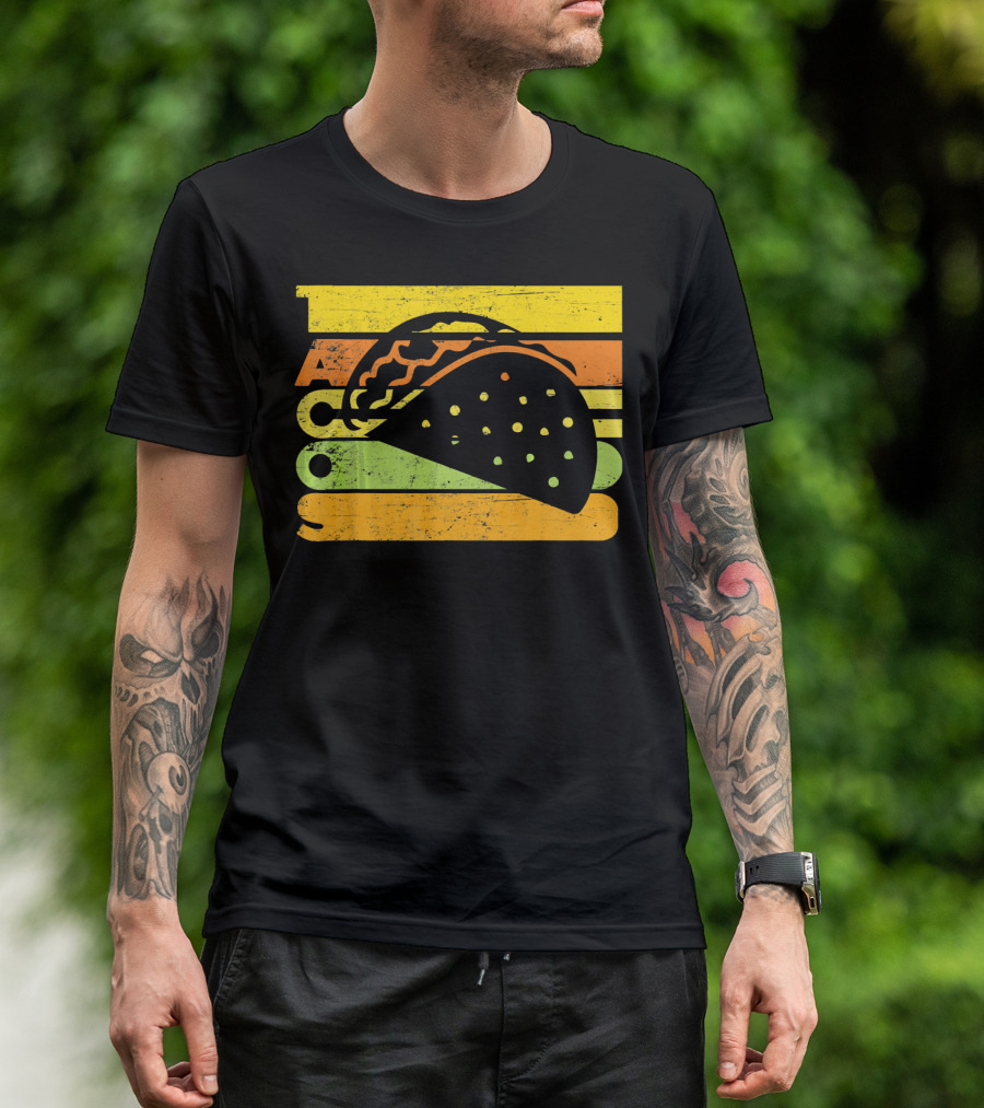 Vintage Retro Style Tacos Funny Ta Stripes Taco T-Shirt