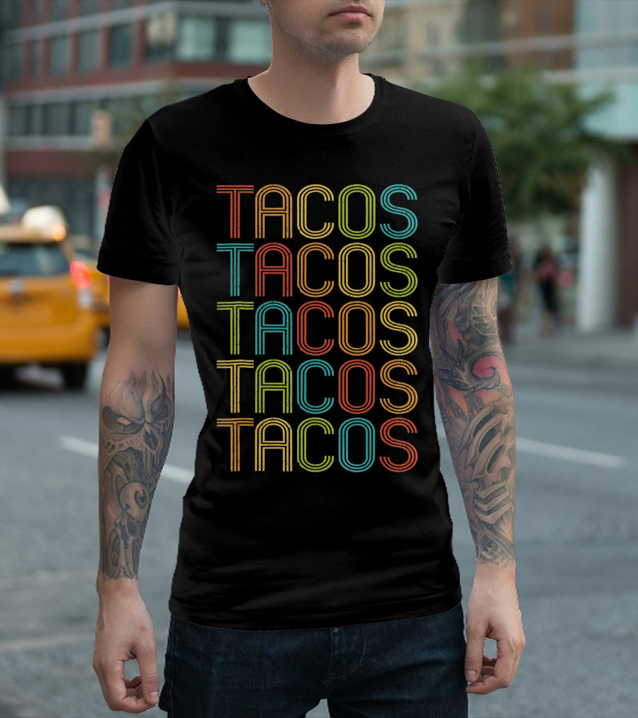 Vintage TACOS Rainbow Retro 70s T-Shirt