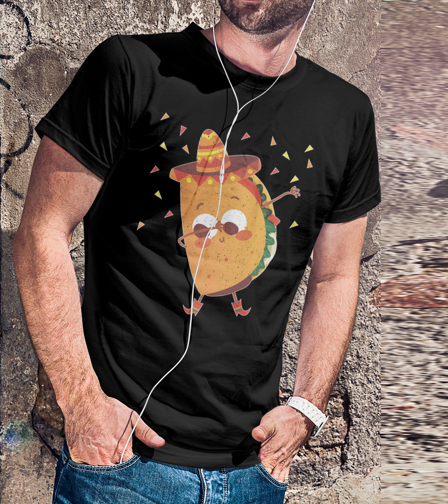 Funny Mexican Dabbing Taco Sombrero Party T-Shirt