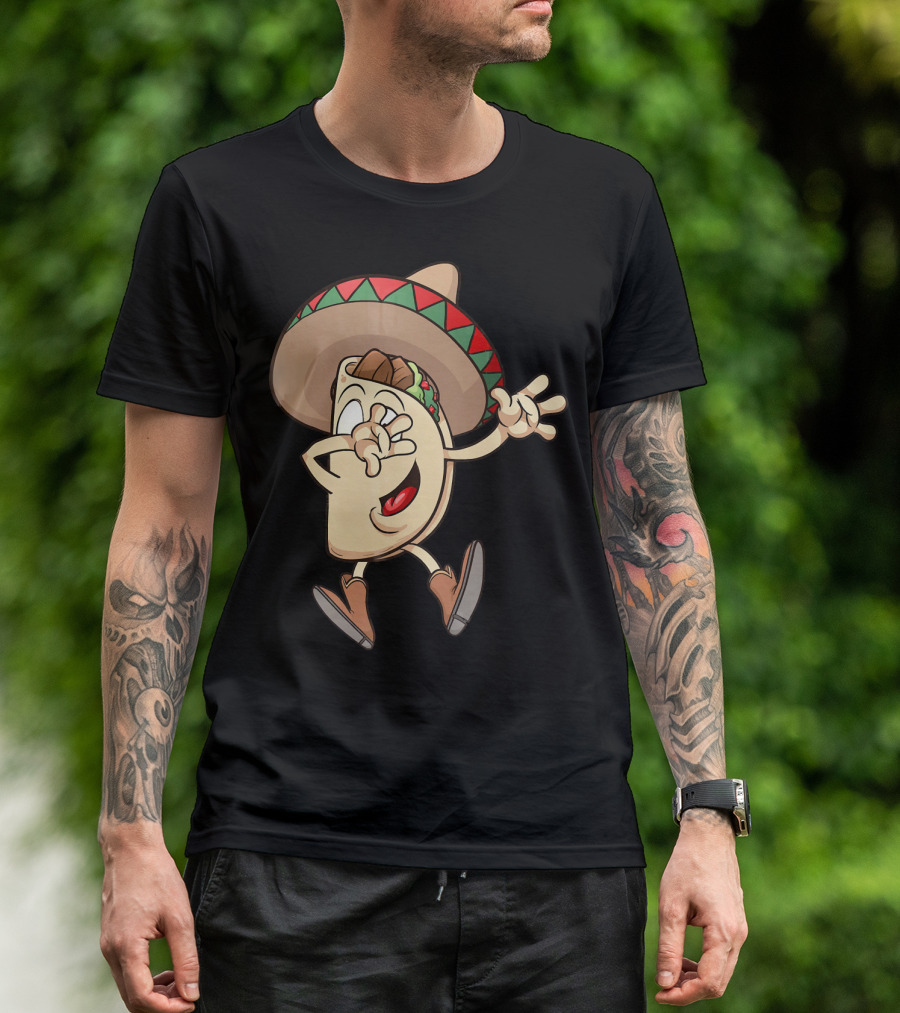 Taco Dance Funny Sombrero Wearin' Animated Taco Character T-Shirt