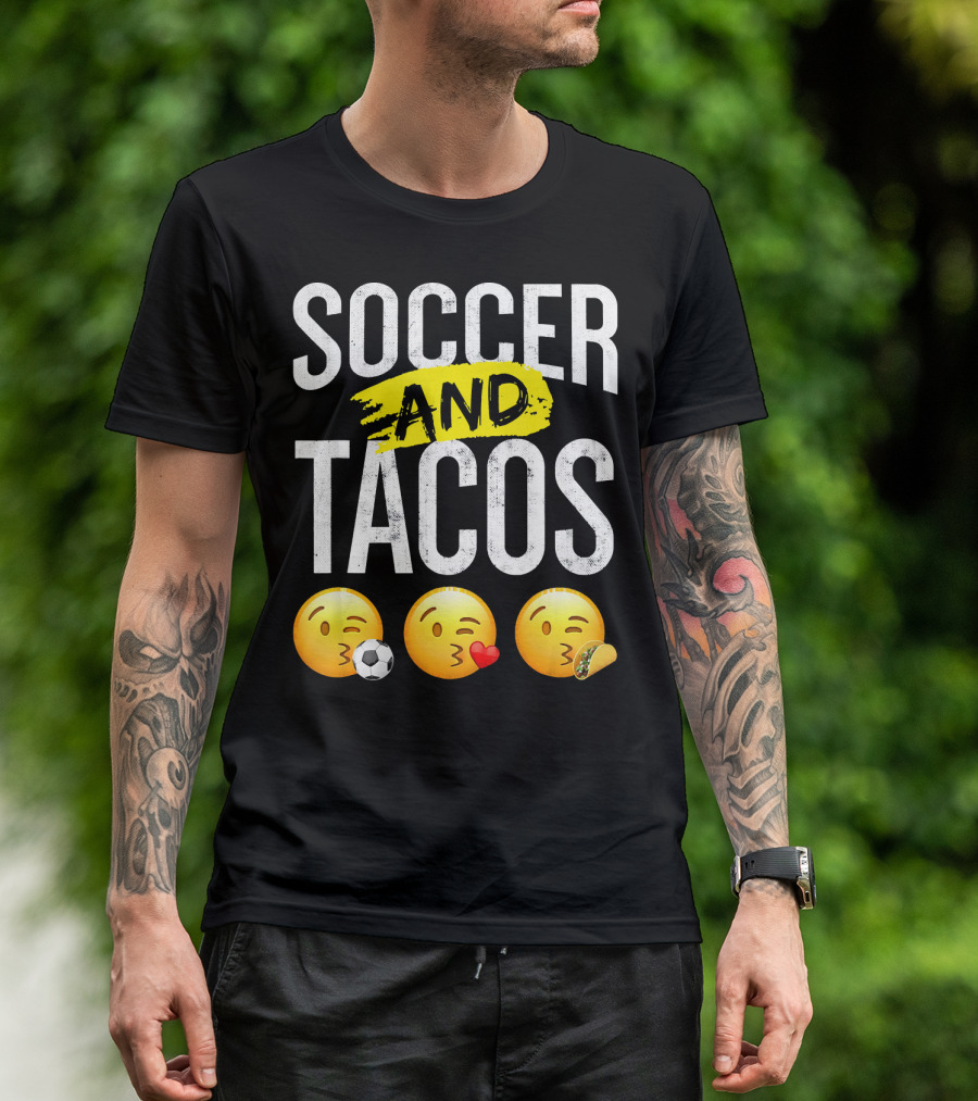 Soccer And Tacos Emoji Soccer Heart Tacos Emoji T-Shirt