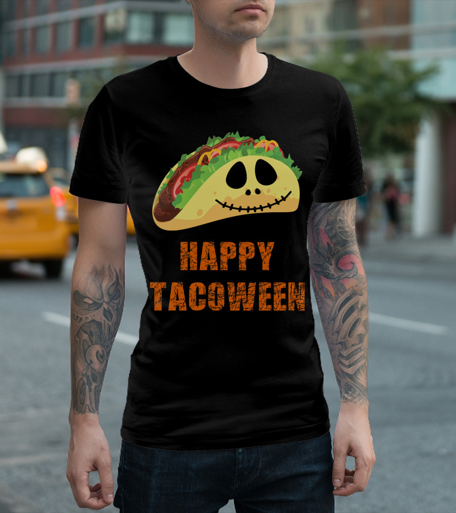 Happy Tacoween Halloween Taco Skeleton Face T-Shirt