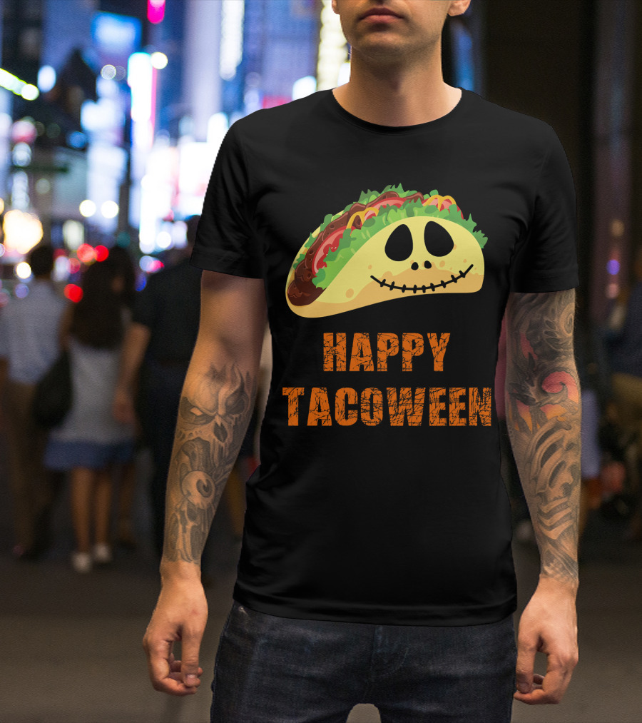 Happy Tacoween Halloween Taco Skeleton Face T-Shirt
