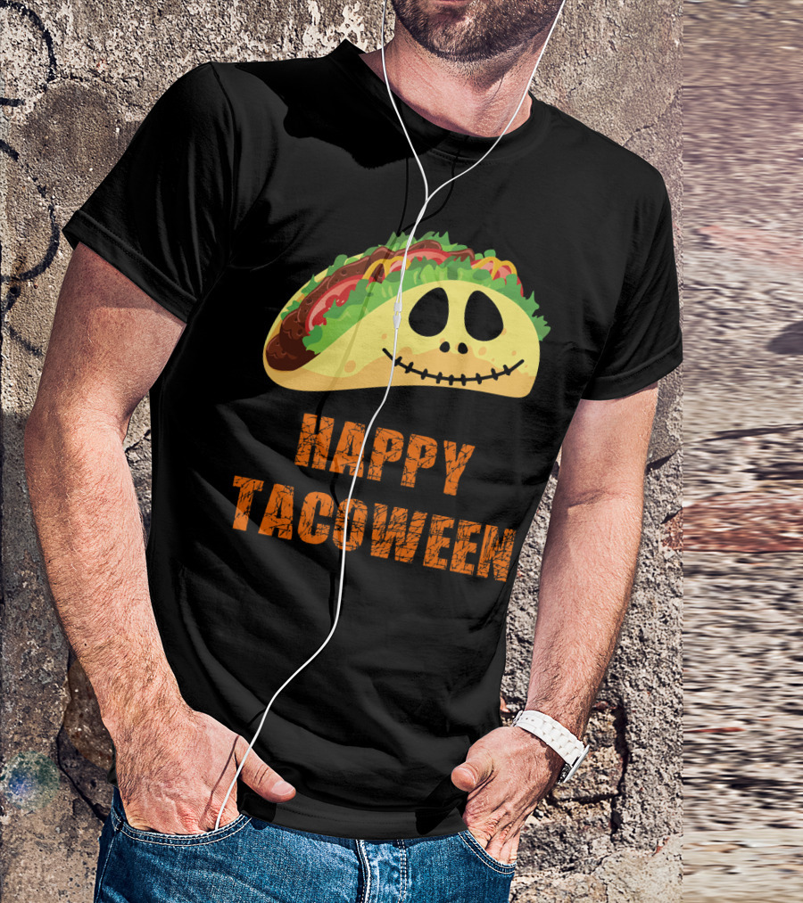 Happy Tacoween Halloween Taco Skeleton Face T-Shirt