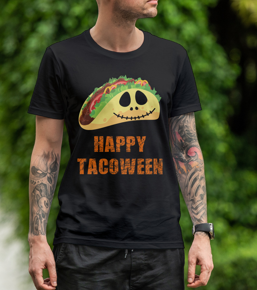 Happy Tacoween Halloween Taco Skeleton Face T-Shirt
