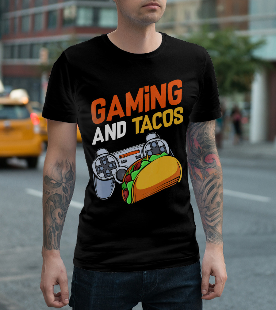 Gaming And Tacos Food Gaming Controller Fun T-Shirt