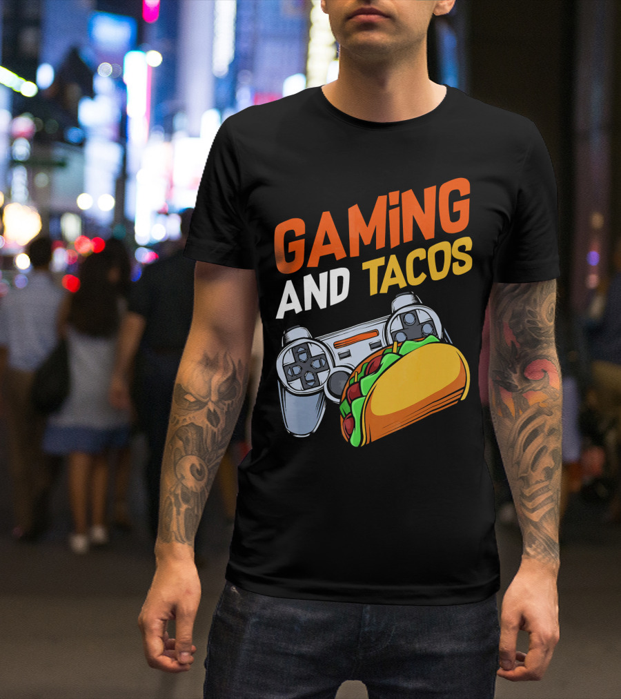 Gaming And Tacos Food Gaming Controller Fun T-Shirt