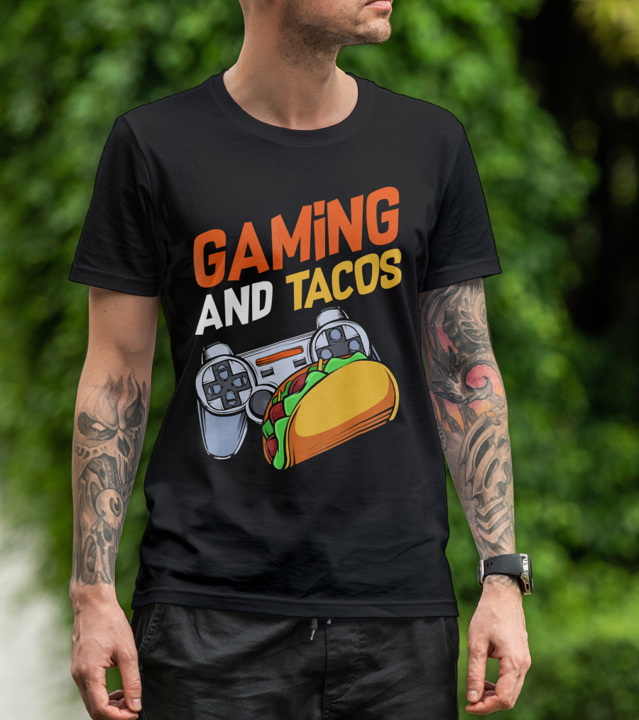 Gaming And Tacos Food Gaming Controller Fun T-Shirt
