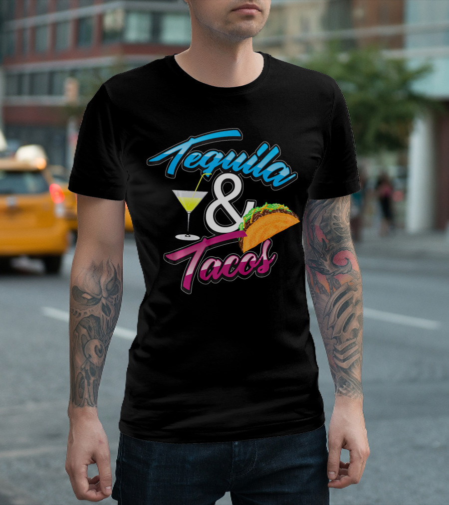 Tequila And Tacos Cute Mexican Food Martini Glass Taco T-Shirt