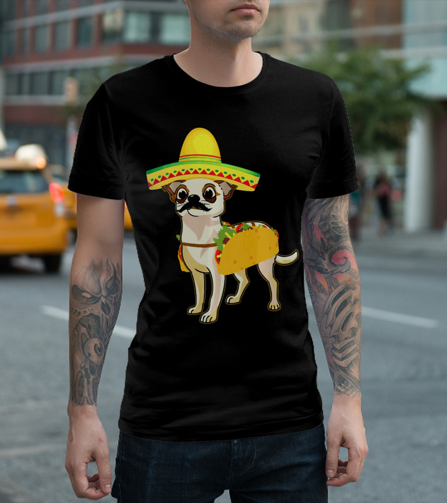 Funny Mexican Chihuahua Taco Cinco de Mayo T-Shirt