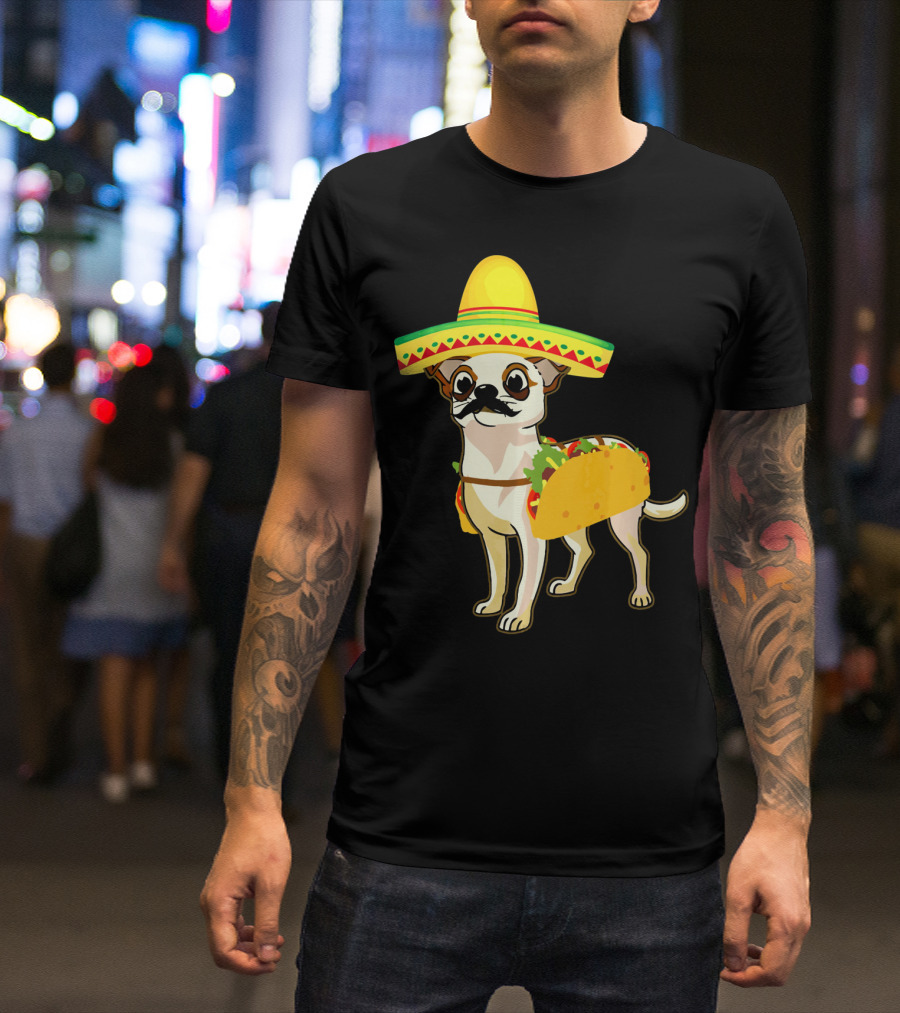 Funny Mexican Chihuahua Taco Cinco De Mayo T-Shirt