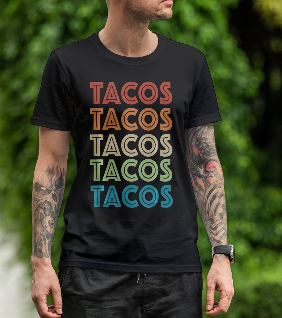 Vintage Tacos Cinco De Mayo Colorful Typography T-Shirt