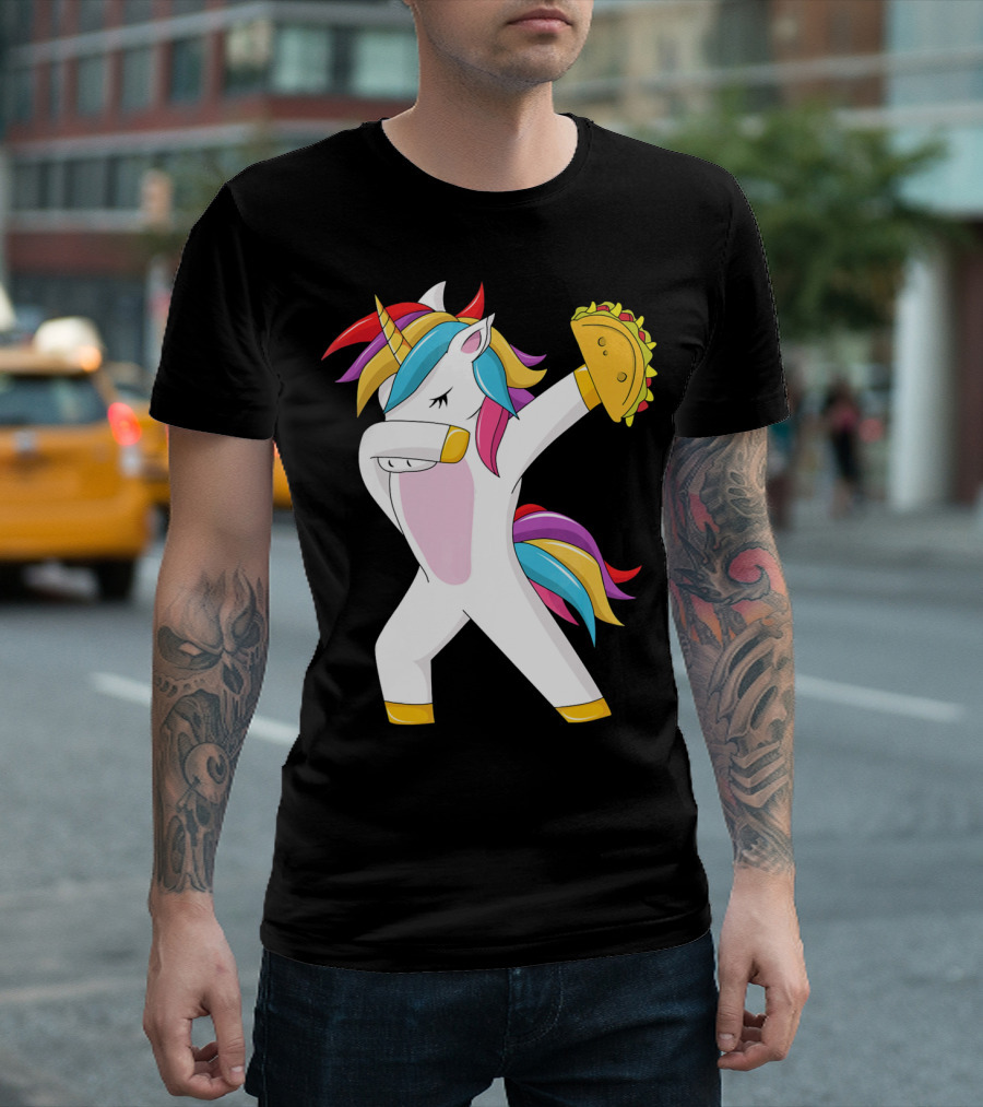 Taco Unicorn Dabbing Dab Funny Cinco de Mayo Rainbow T-Shirt