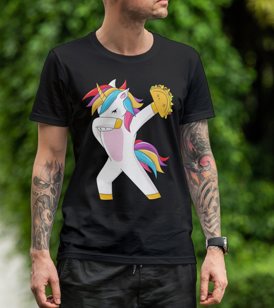 Taco Unicorn Dabbing Dab Funny Cinco De Mayo Rainbow T-Shirt