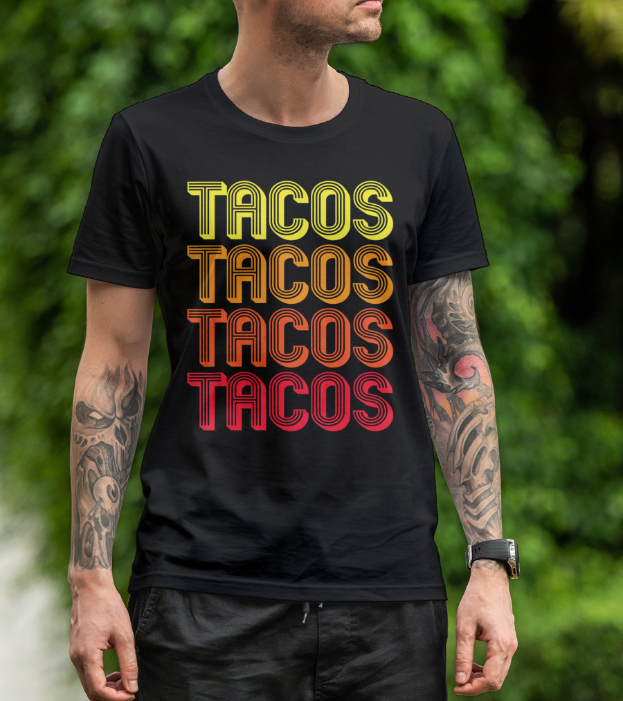 Vintage Tacos Guac Matching Set Funny Co Repeated Text Bold Gradient T-Shirt