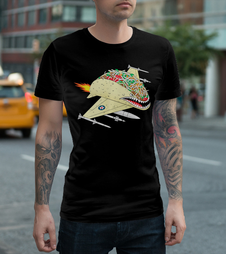 Taco Fighter Jet Air Force Military Shark T-Shirt