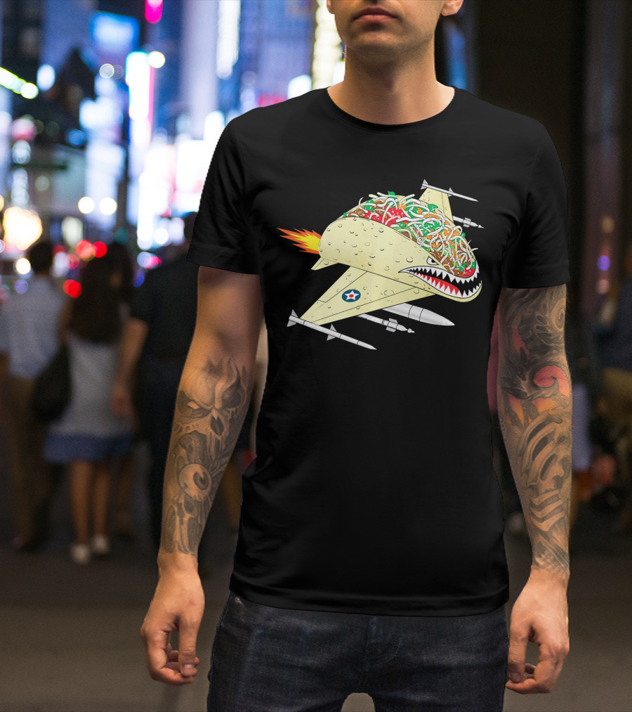 Taco Fighter Jet Air Force Military Shark T-Shirt