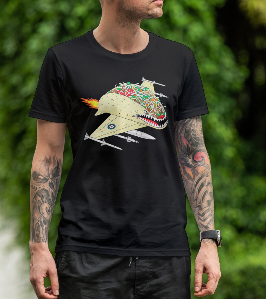 Taco Fighter Jet Air Force Military Shark T-Shirt