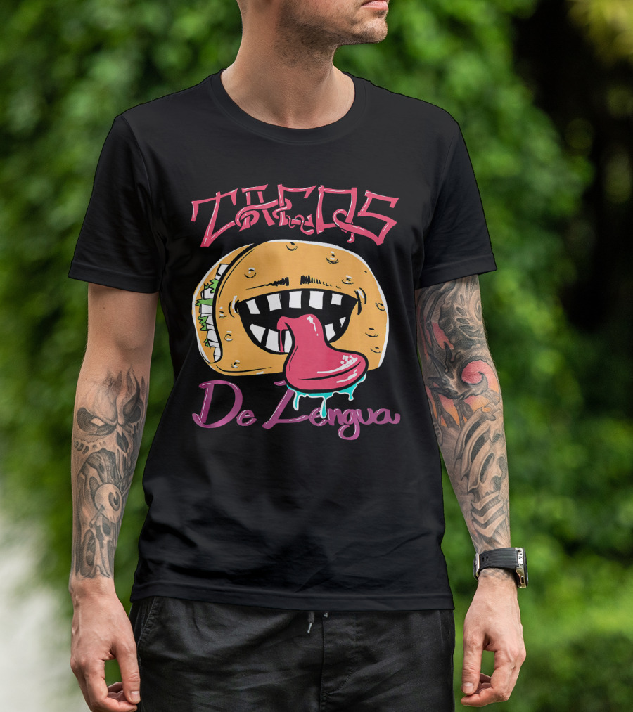 Tacos De Lengua Mexican Food Cartoon Taco Face With Tongue T-Shirt