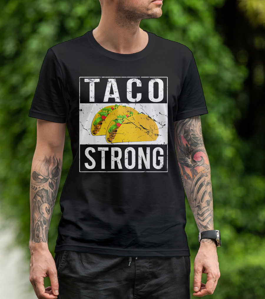 Taco Strong Bold Lettering With Yellow Tacos T-Shirt