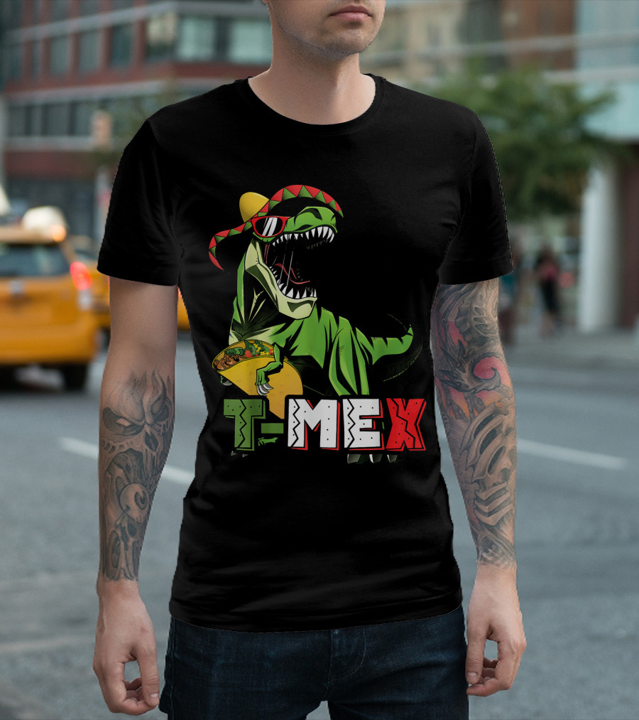 Taco Tuesday T-Mex Dinosaur With Sombrero T-Shirt