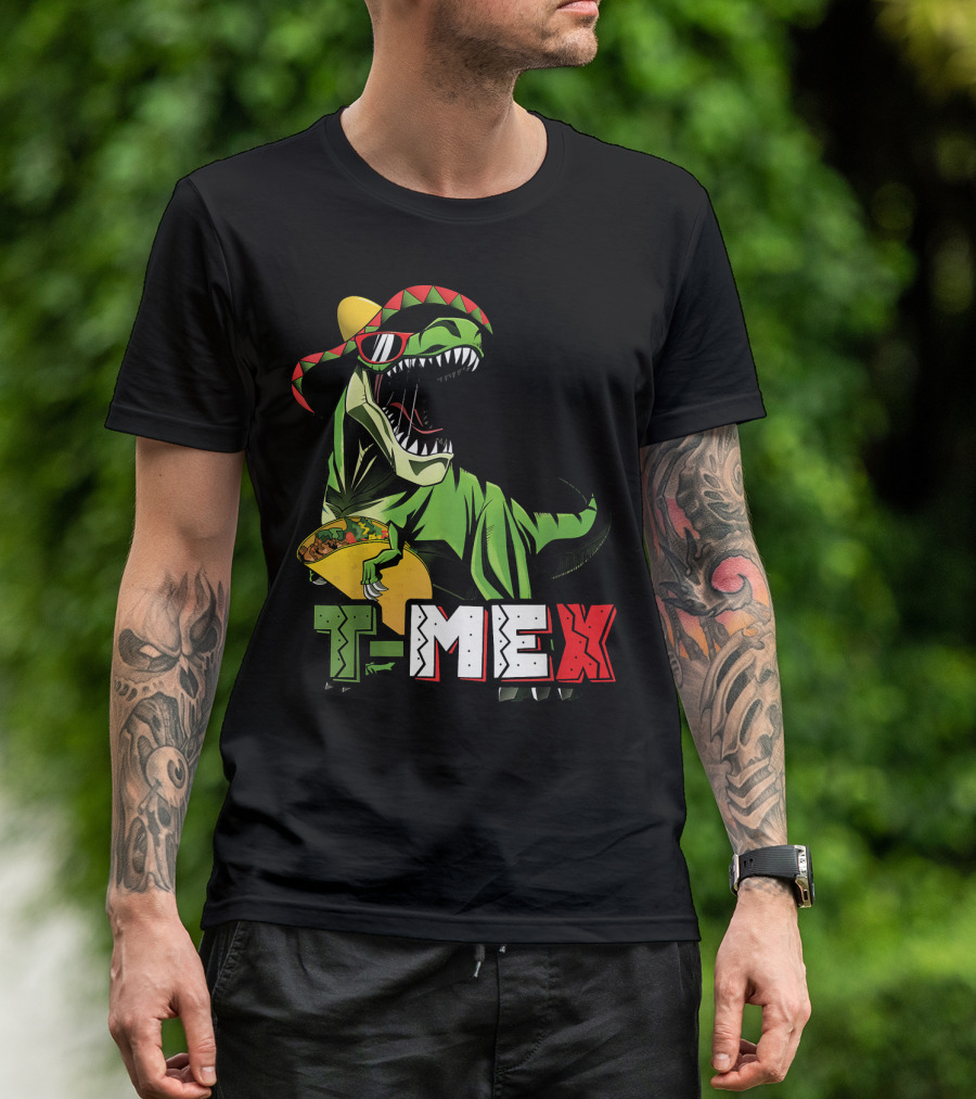 Taco Tuesday T-Mex Dinosaur With Sombrero T-Shirt