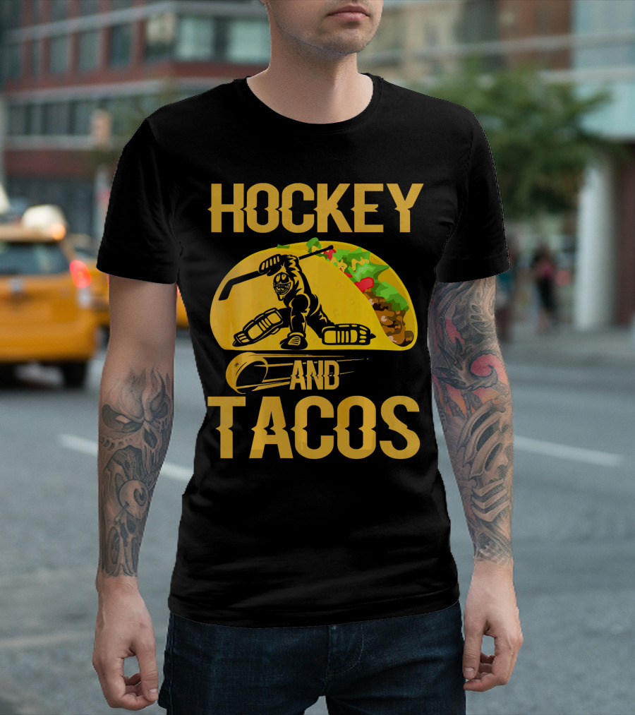Hockey Taco Enthusiast with Skating Player And Vibrant Filling T-Shirt