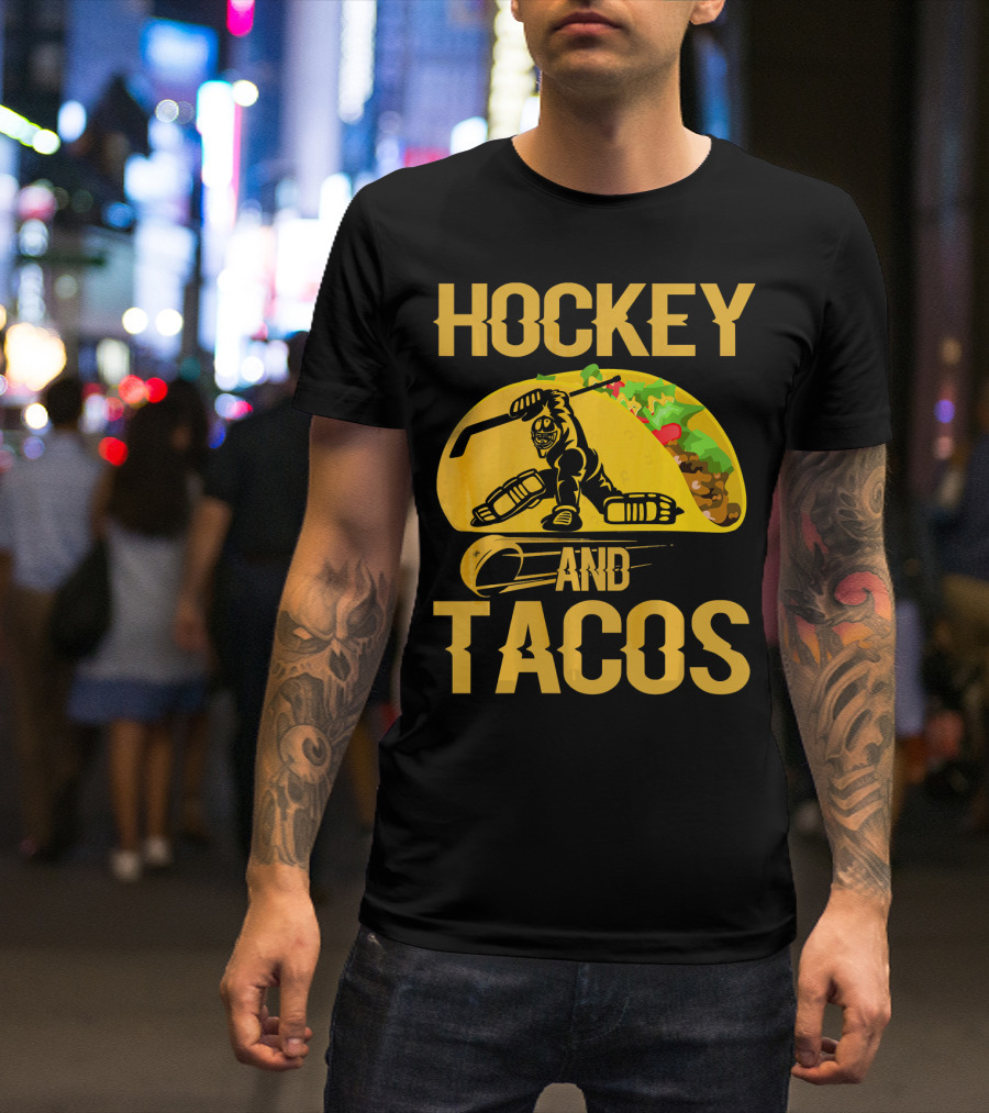 Hockey Taco Enthusiast With Skating Player And Vibrant Filling T-Shirt