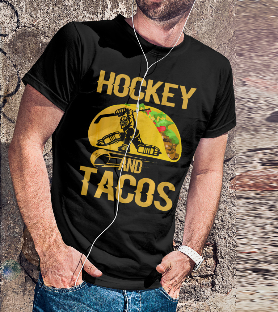 Hockey Taco Enthusiast With Skating Player And Vibrant Filling T-Shirt