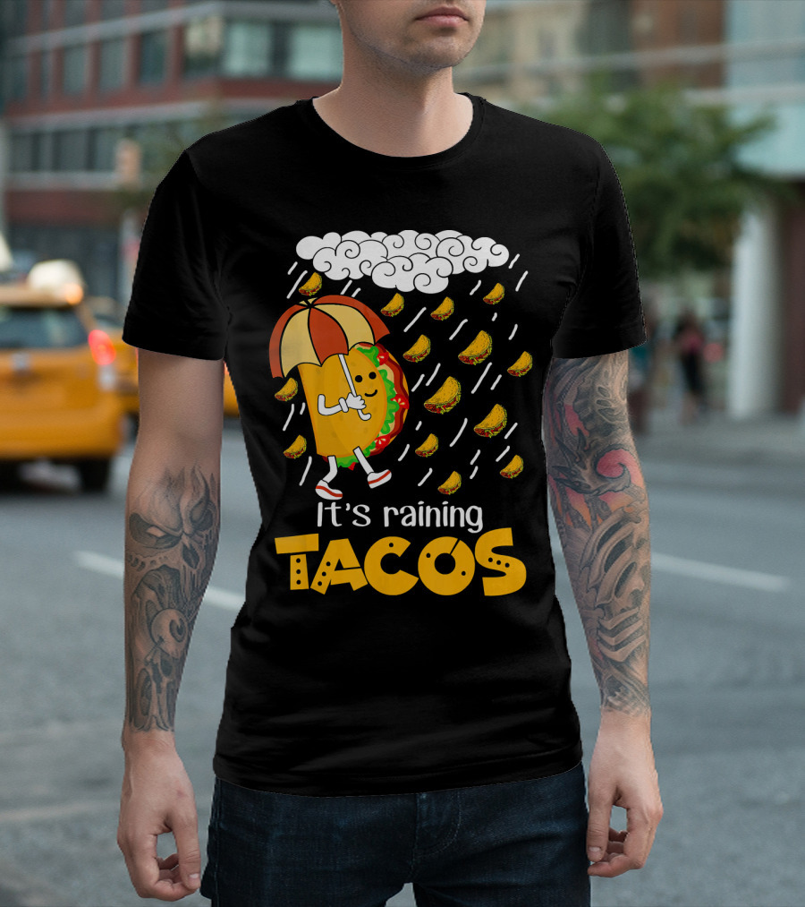 It's Raining Tacos Playful Cartoon Fun T-Shirt