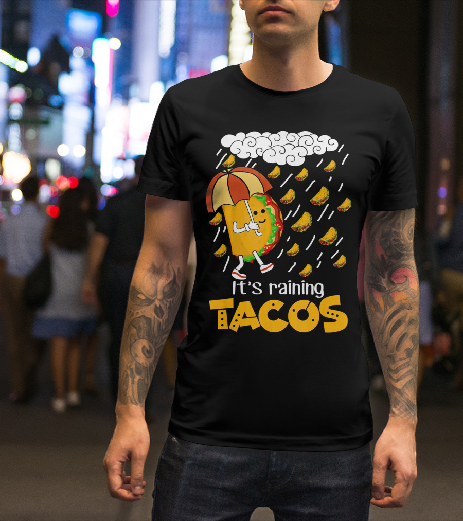 It's Raining Tacos Playful Cartoon Fun T-Shirt