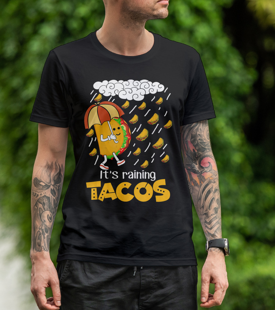 It's Raining Tacos Playful Cartoon Fun T-Shirt