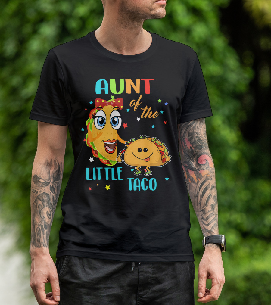 Aunt Of The Little Taco Funny Colorful Cartoon T-Shirt