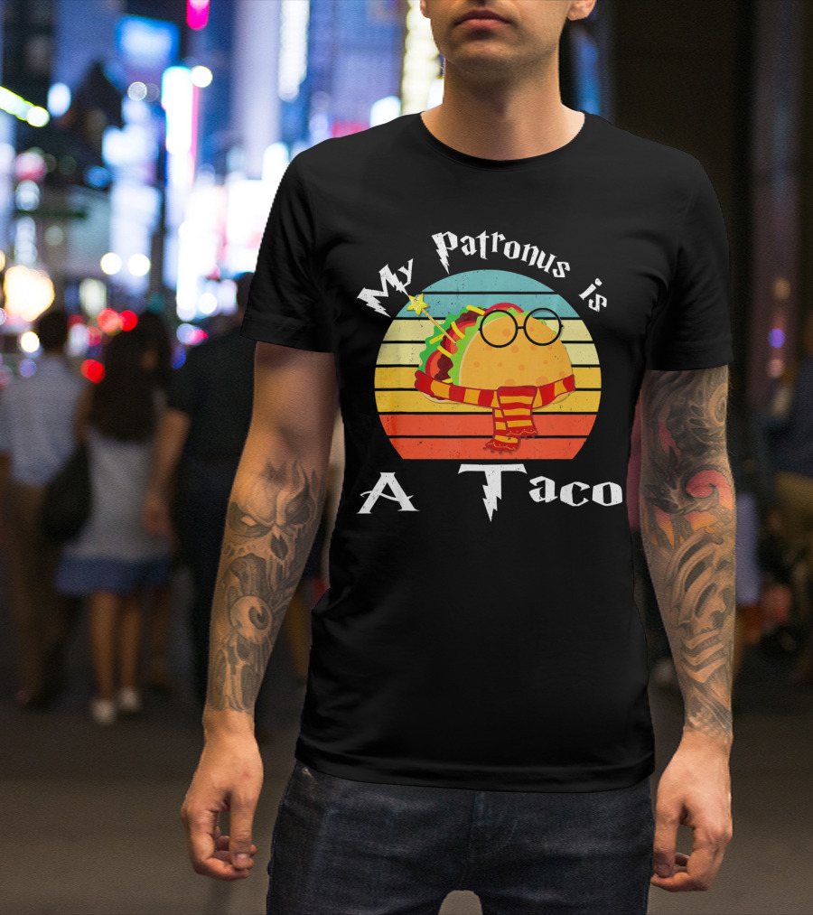 My Patronus Is A Taco Vintage Retro Rainbow Wizardry Fiesta T-Shirt