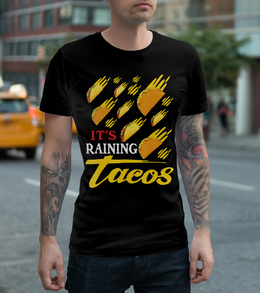 It's Raining Tacos Funny Cartoon Food Meme T-Shirt