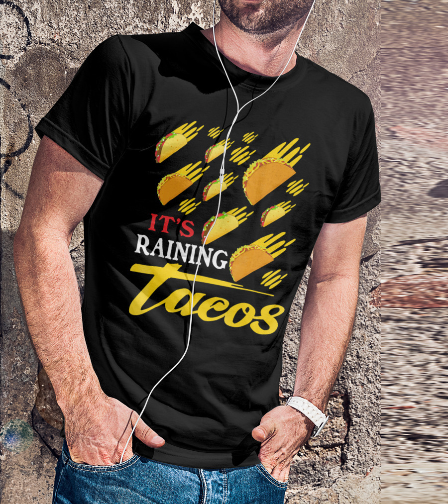 It's Raining Tacos Funny Cartoon Food Meme T-Shirt