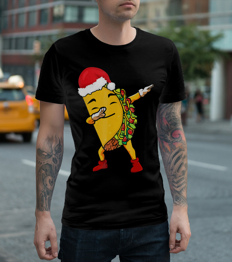 Funny Taco Santa Dabbing Christmas Matcher T-Shirt