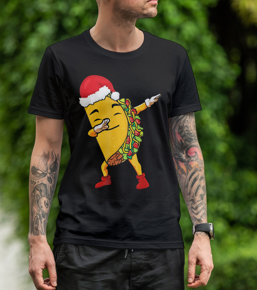 Funny Taco Santa Dabbing Christmas Matcher T-Shirt
