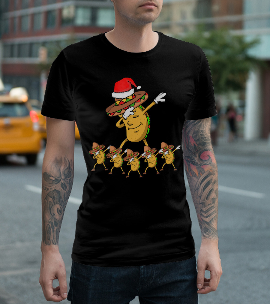 Dabbing Taco Santa Christmas Dance Party Fun T-Shirt