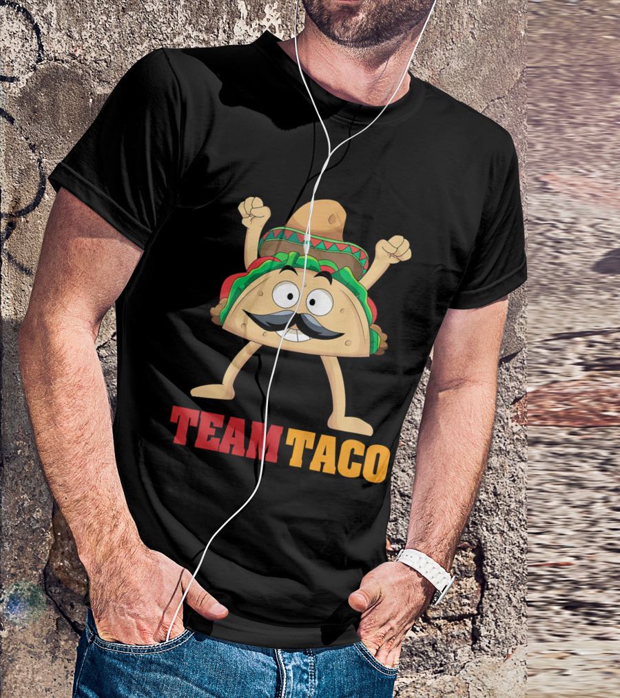 Team Taco Cartoon Mustache Sombrero Enthusiastic T-Shirt