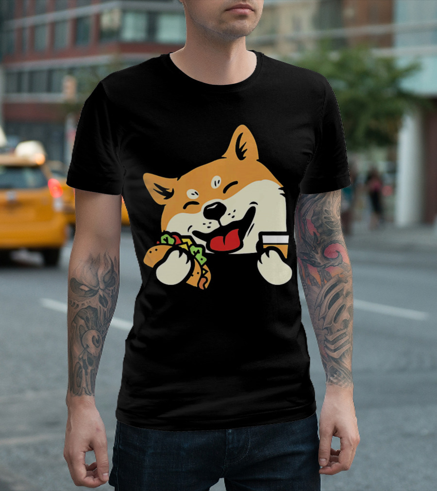 Cute Shiba Inu Taco Pocket Cinco De Mayo T-Shirt