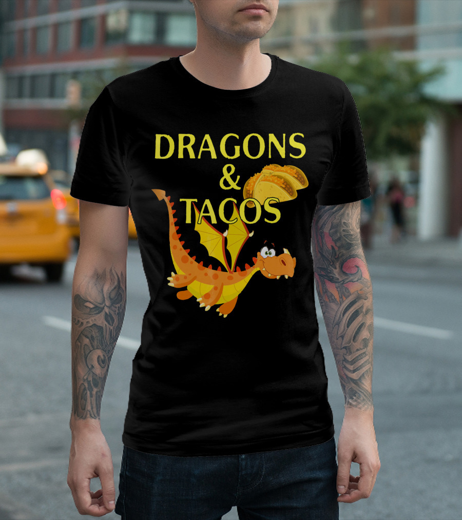Dragons and Tacos Funny Fantas T-Shirt