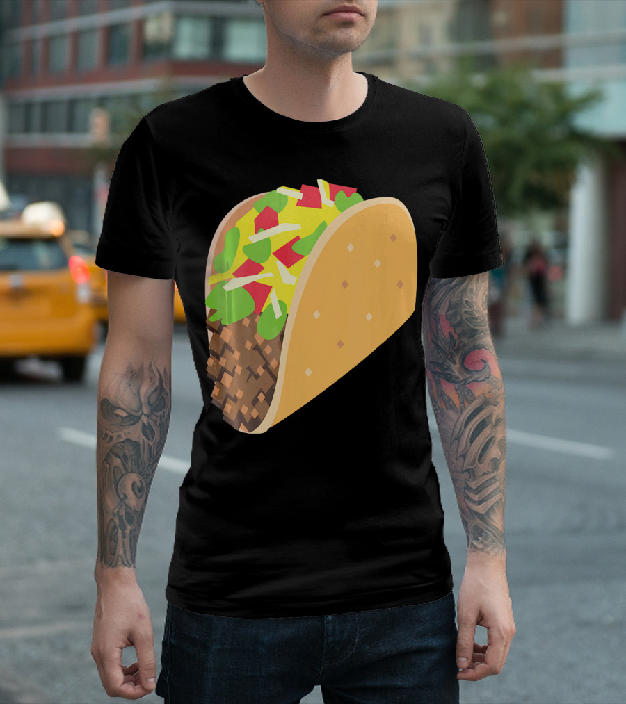 Emoji Taco Tuesday Mexican Tex Mex Torti Pixelated T-Shirt