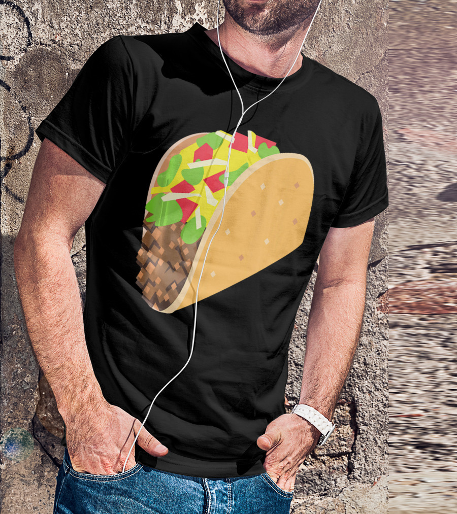 Emoji Taco Tuesday Mexican Tex Mex Torti Pixelated T-Shirt