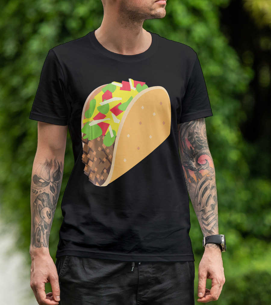 Emoji Taco Tuesday Mexican Tex Mex Torti Pixelated T-Shirt