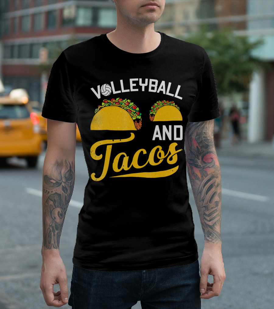Volleyball Enthusiast's Love for Tacos T-Shirt