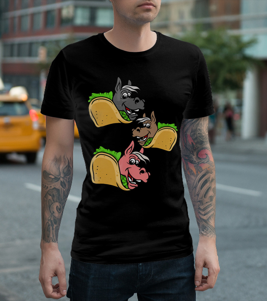 Horses and Tacos Trio Fun Faces T-Shirt