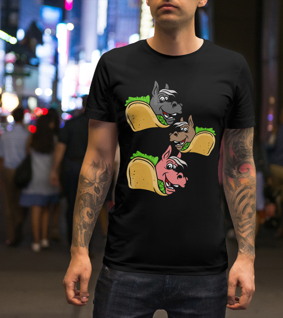 Horses And Tacos Trio Fun Faces T-Shirt