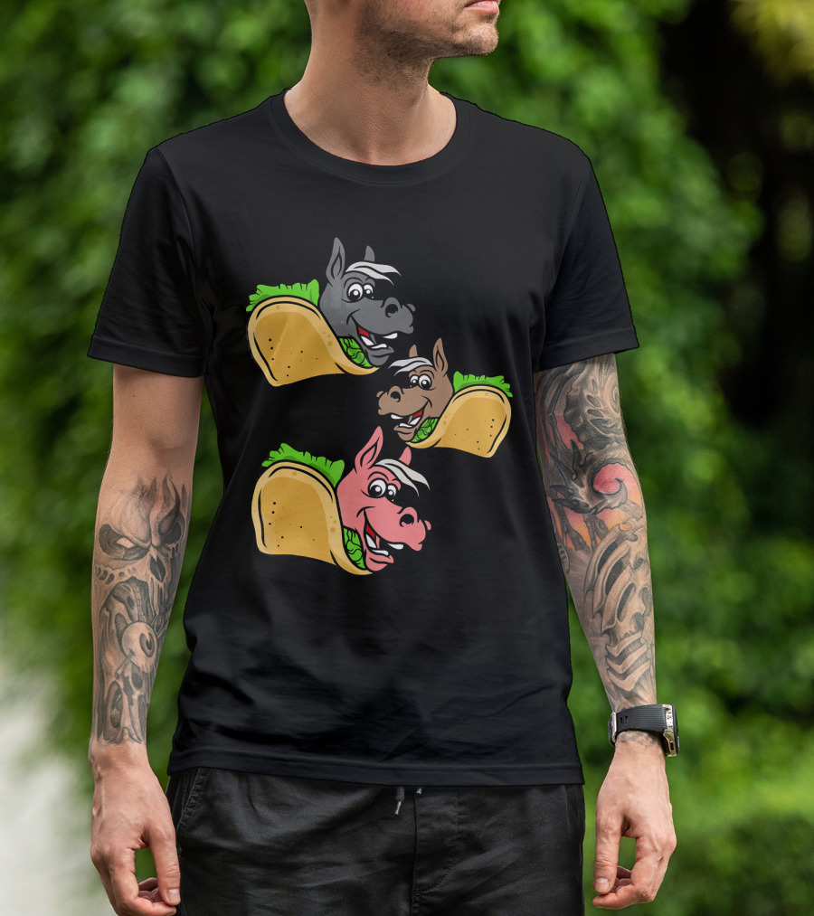 Horses And Tacos Trio Fun Faces T-Shirt