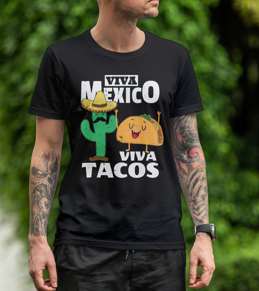 Viva Mexico Viva Tacos Cactus Sombrero T-Shirt